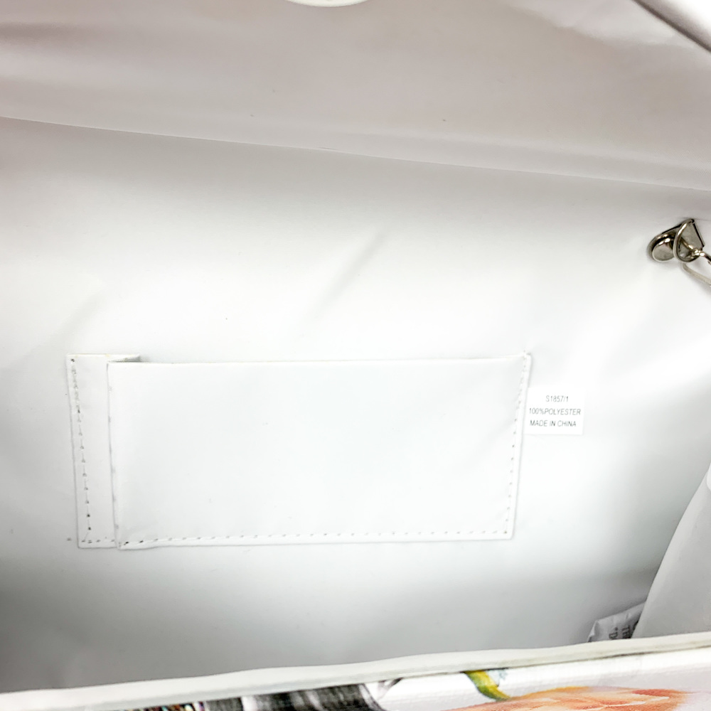 NWT White & Bright Floral Shoulder Bag with Silver Chain Strap - Picture 4 of 13
